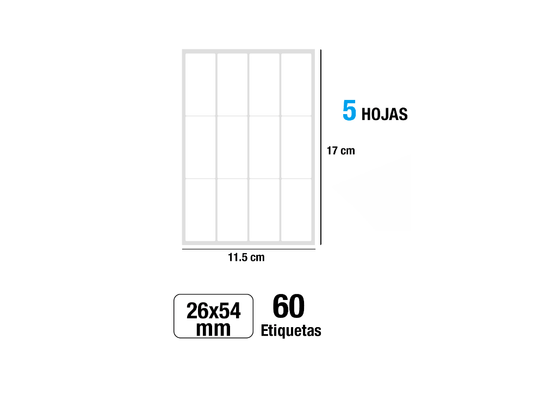Etiquetas blancas adhesivas 26X54mm 60Uds