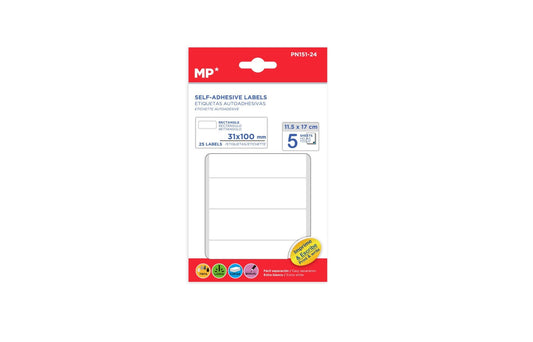 Etiquetas blancas adhesivas 31X100mm 25Uds