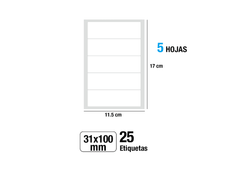 Etiquetas blancas adhesivas 31X100mm 25Uds