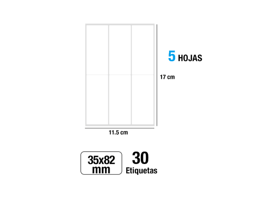 Etiquetas blancas adhesivas 35x82mm 30Uds