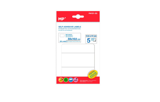 Etiquetas blancas adhesivas 38x102mm 20Uds