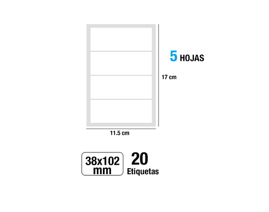 Etiquetas blancas adhesivas 38x102mm 20Uds