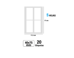 Etiquetas blancas adhesivas 40x75mm 20Uds