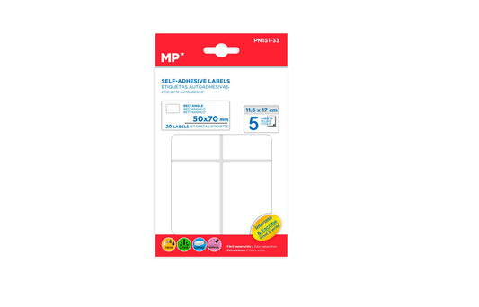 Etiquetas blancas adhesivas 50x70mm 20Uds