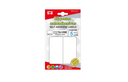 Etiquetas blancas adhesivas 50x149mm 10Uds