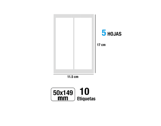 Etiquetas blancas adhesivas 50x149mm 10Uds