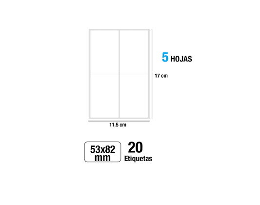 Etiquetas blancas adhesivas 53x82mm 20Uds