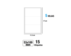 Etiquetas blancas adhesivas 53x100mm 15Uds