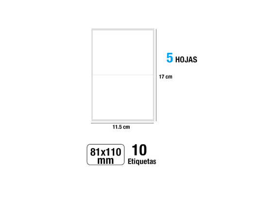 Etiquetas blancas adhesivas 81x110mm 10Uds