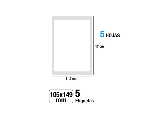 Etiquetas blancas adhesivas 105x149mm 5 hojas