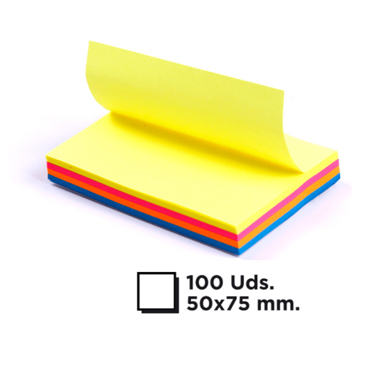 Notas adhesivas neón 50x75mm 100u