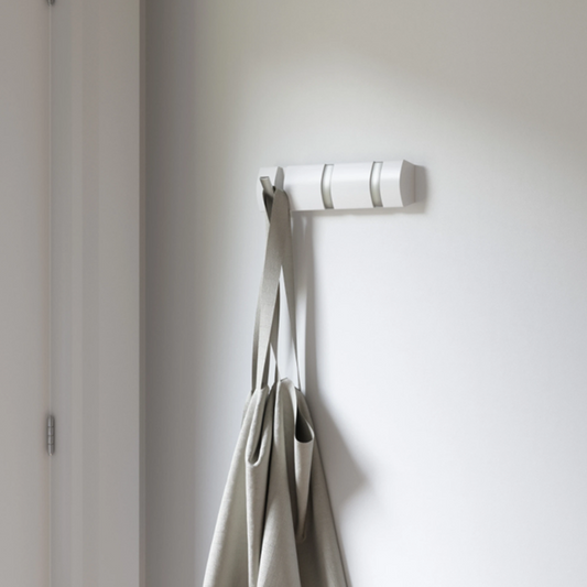 Perchero Blanco/níquel de pared 3 colgadores