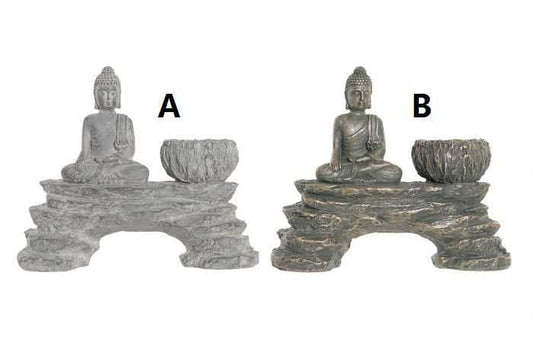 Figura / portavelas resina buddha 19x6X15,5 2 surt.