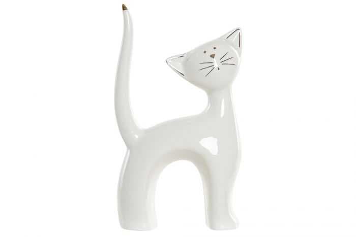 Figura porcelana 13x5x20,8 gato blanco