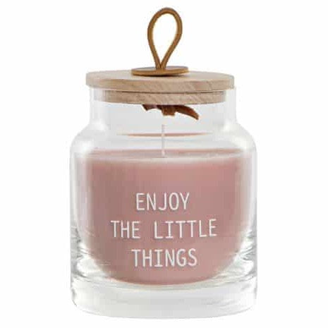 Vela cristal madera 8,5x8,5x10 aroma rosa