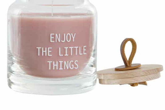 Vela cristal madera 8,5x8,5x10 aroma rosa