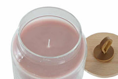 Vela cristal madera 8,5x8,5x10 aroma rosa