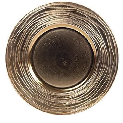 Bajo Plato Oro con Borde Decorado 33cm