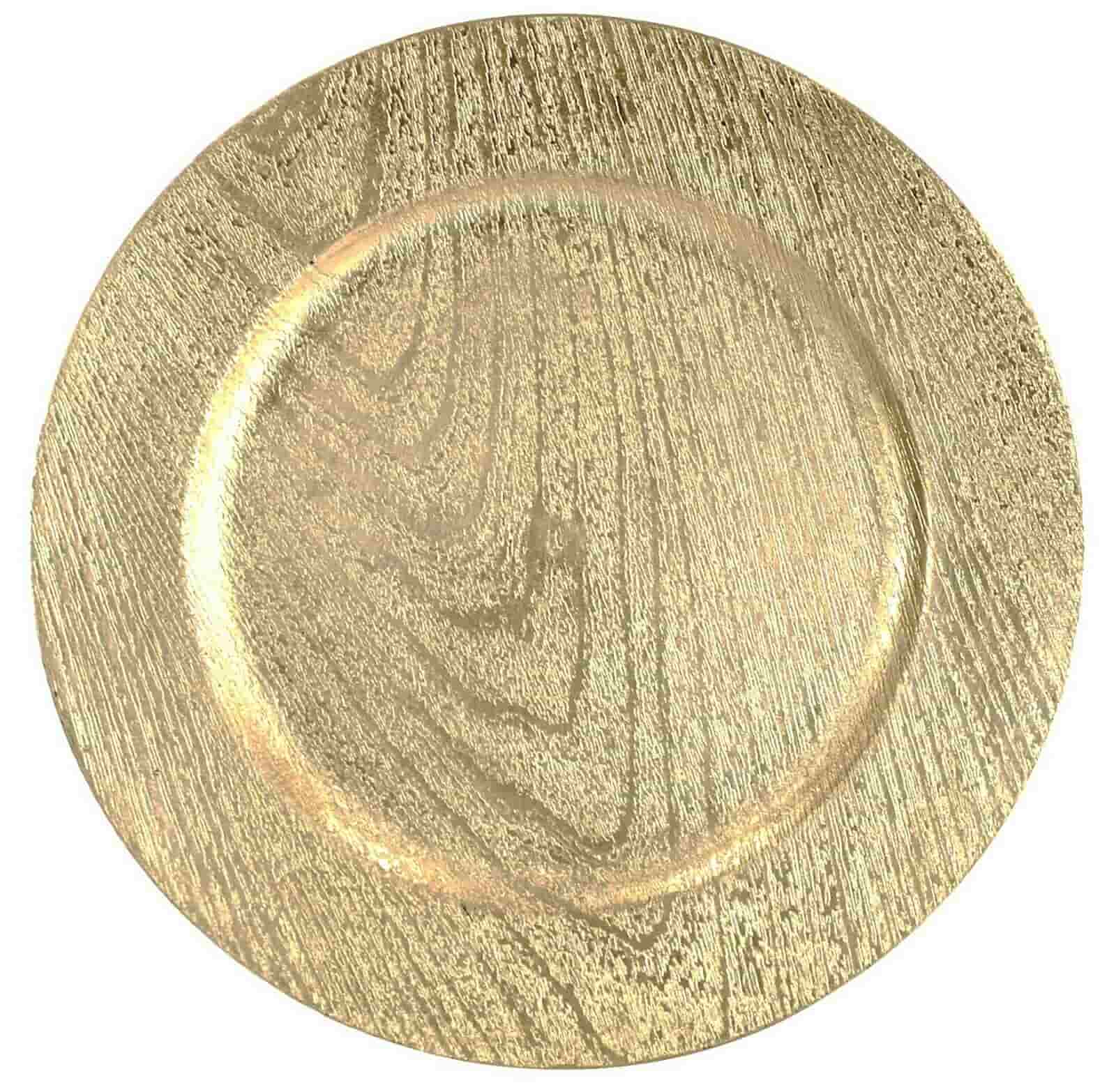 Bajo Plato Efecto Madera Oro 33cm