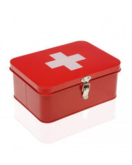 Caja botiquín metal rojo rectangular cruz roja
