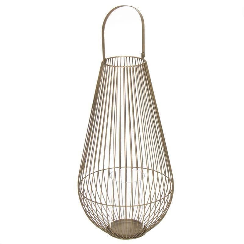 Candel Metal Oro "Ratlles" L  L 32x32x62 cm