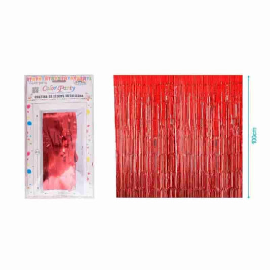Cortina de flecos metalizados rojo 1x2 M
