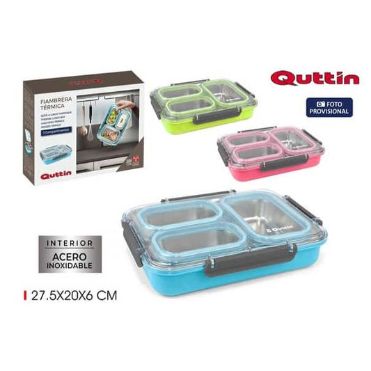 Fiambrera térmica 3 departamentos Quttin 3 colores surt.