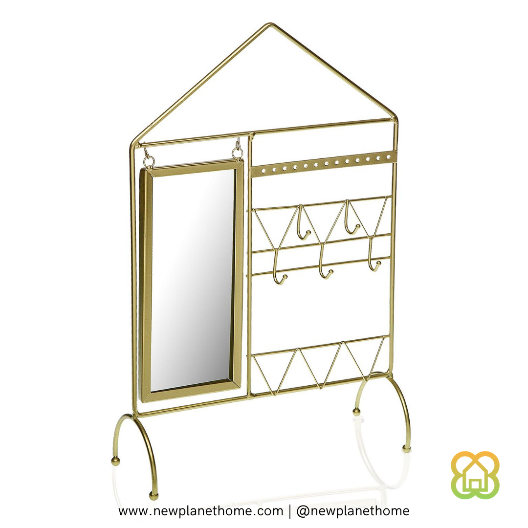 Joyero - Colgador joyas con espejo dorado