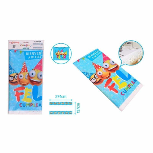 Mantel de plástico emojis azules 137x274cm