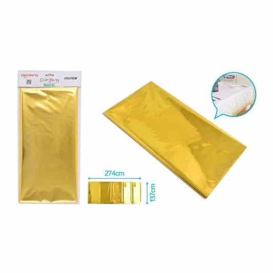 Mantel metalizado dorado 137x274cm
