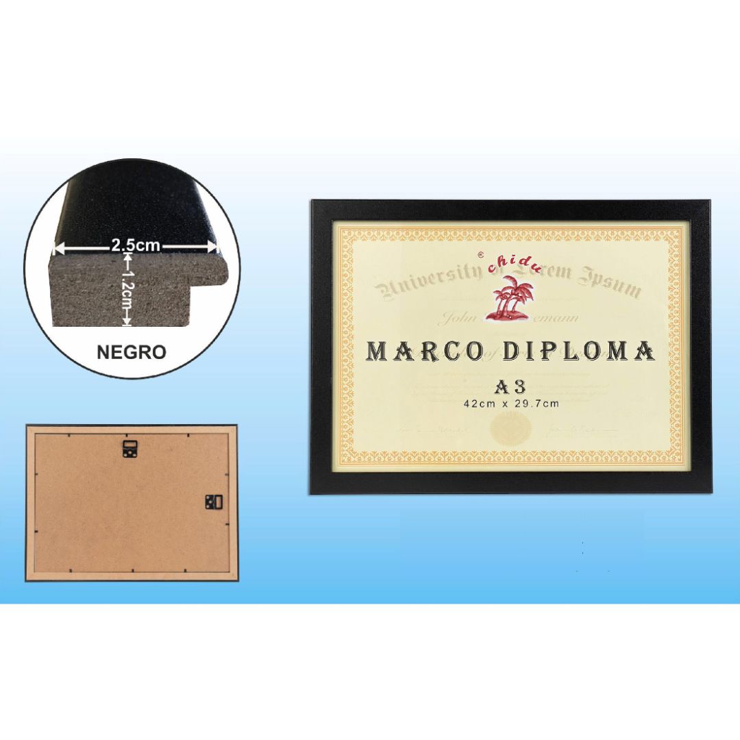 Marco Diploma Madera Roble Natural A4/A3 – NEW PLANET HOME