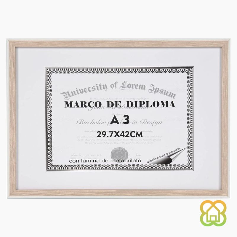 Marco Diploma Madera Roble Natural A4/A3 – NEW PLANET HOME