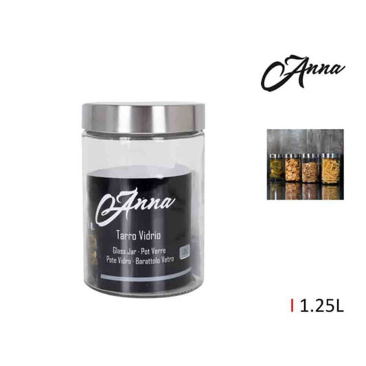 Tarro vidrio tapa acero 1.25lt. Anna