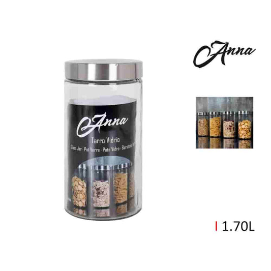 Tarro vidrio tapa acero 1.70lt. Anna