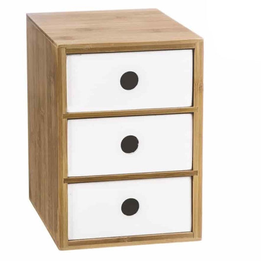 Mini mueble 3 cajones madera y bambú 20 cm