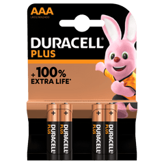 Pilas Alkalina Duracell Plus AAA Pack 4 uds.