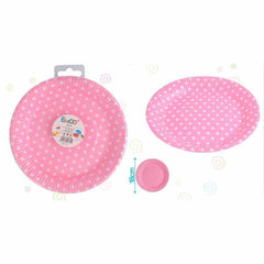Platos de cartón topos rosas 18cm 6 pcs