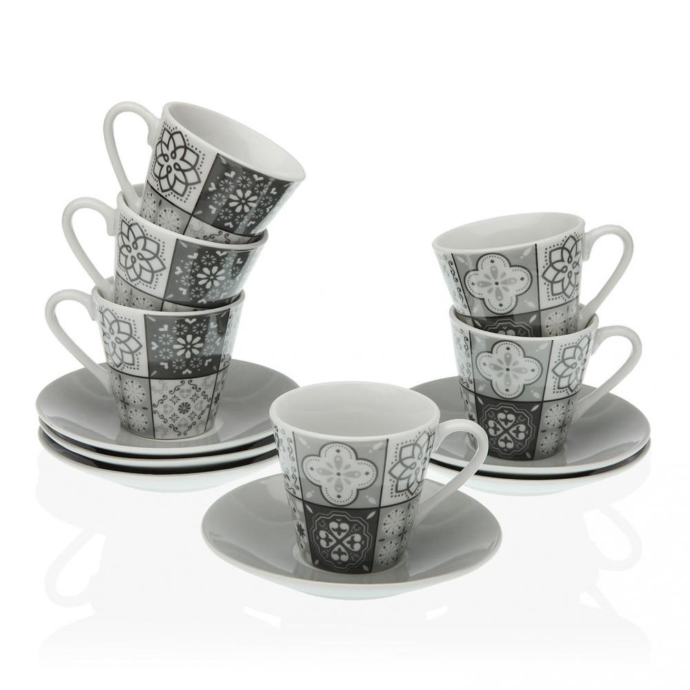 Set 6 tazas cafe grey mosaic