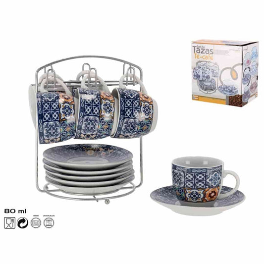 Set 6 tazas café Mandala con plato 80cc