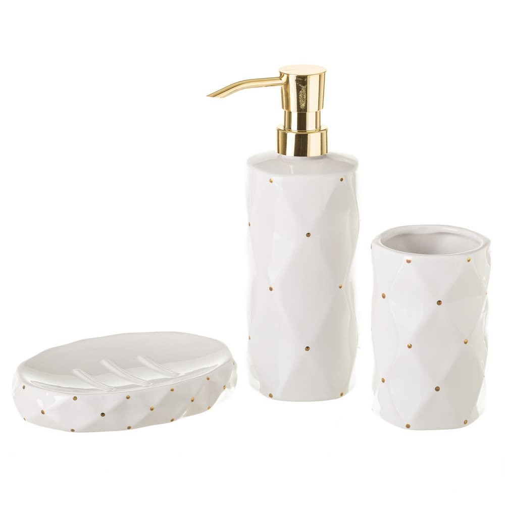 Set Baño Gold 1 Ceramica Blanco 3 piezas