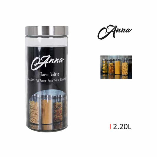 Tarro vidrio tapa acero 2.20lt. Anna