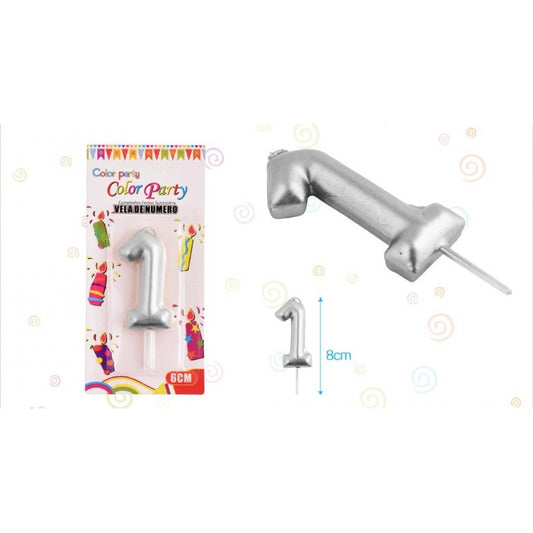 Vela números plateado 1-2-3-4-5-6-7-8-9-0-?